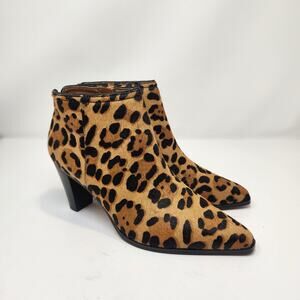 Franco Sarto Josiah2 Cheetah Print Calf Hair Ankle Booties Women Size 7M Heel